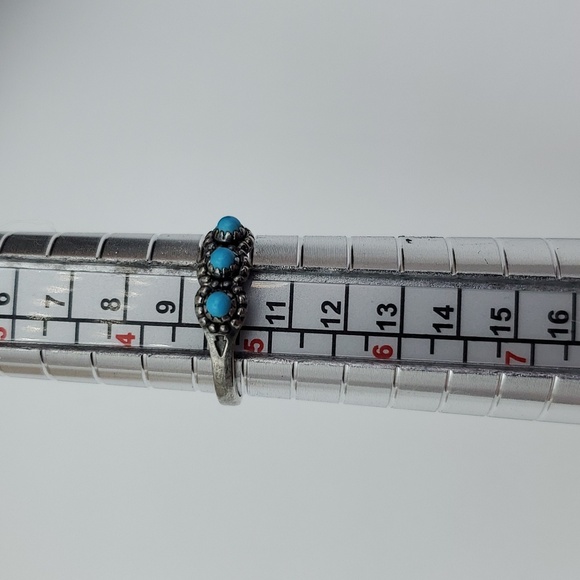 OLD PAWN STERLING SILVER NATIVE AMERICAN NATURAL SLEEPING BEAUTY TURQUOISE RING - Picture 10 of 10